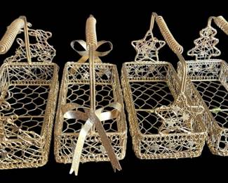 Gold Tone Metal Christmas Baskets 