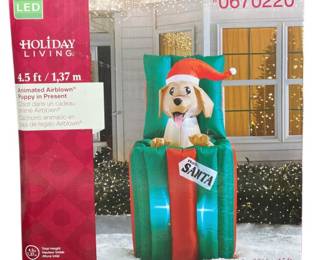 Puppy in Present Christmas Inflatable 