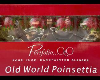 Handpainted Poinsettia Wine Glasses 