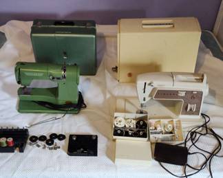 006 2 Vintage Sewing Machines Singer Elna