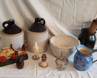 Lot of Pottery, cast Iron, Jugs Collectibles more 