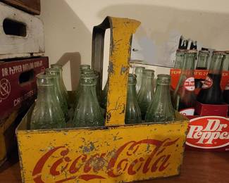 Metal Coke basket with bottles