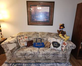 Hide-a-bed sofa, several nice purses