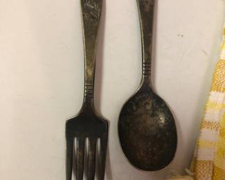 Silverplate baby spoon and fork set 