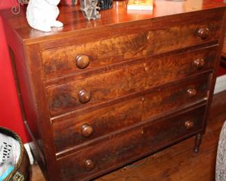 burl veneer chest of drawers