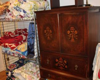 antique inlaid bureau with secretary