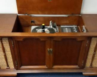 OLD console record player and radio