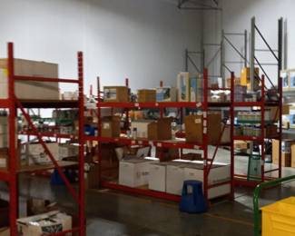 racks and racks of pond products, chemicals, etc