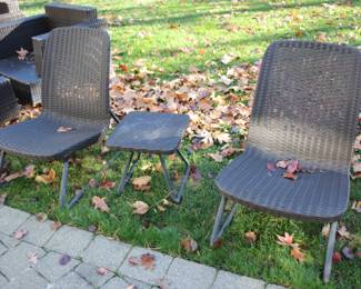 Pair side chairs & small table
