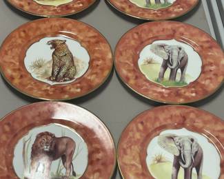 6 Limoges Godinger Safari animal plates
