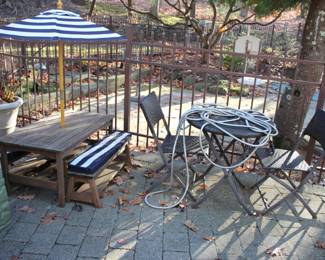 Patio bistro set & child's picnic bench