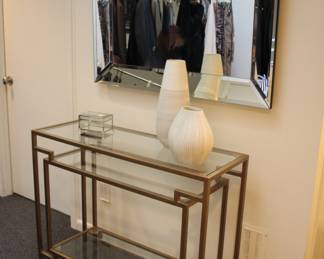 Contemporary console with mirror framed mirror