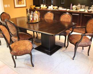 Dining set - table with 2 leaves, & 8 chairs