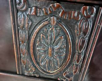 #27	Chest of drawers 5 drawer with carving with one divided drawer (as-is) missing one handle 33x19x50	 $125.00 
