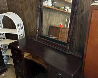 #39	Wood 7 drawer vanity with mirror (as-is one drawer needs repair)  45x18x30 mirror 26x39	 $75.00 
