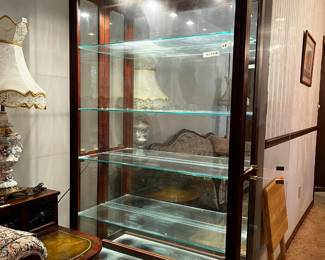 #8	Pulaski Furniture Display Cabinet w/ 4 glass shelves, lighted w/ 4 Glass sides entry doors 46x14x78 (you move)	 $275.00 
