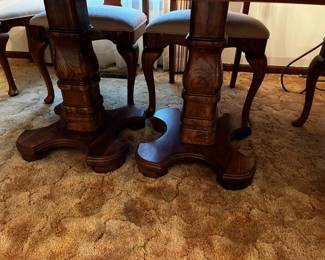 #9	Double pedestal Dining table with laminate top and one leaf 62-80x42x29	 $60.00 
