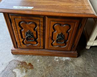 #48	Wood look end table with 2 doors 26x26x19	 $30.00 
