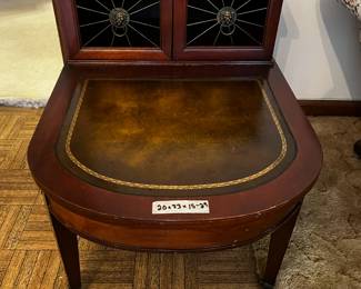 #6	Pair step end tables with Lion Pulls and two doors with leather top and brass claw feet 20x33x24 (as-is)	 $125.00 
