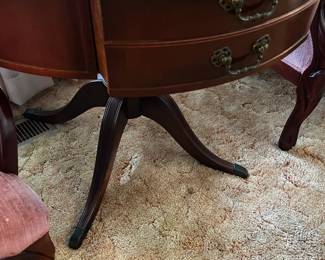 #1	Round Parlor Table 1 Drawer Wood with leather top Brass Feet32x29	 $275.00 
