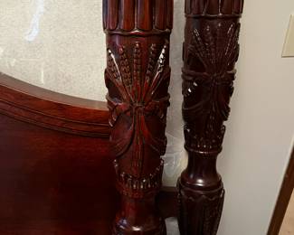 #19	King Rice 4 poster Queen bed frame wood carved 86" tall	 $275.00 
