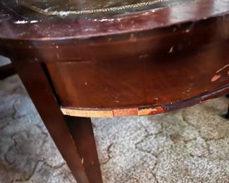#6	Pair step end tables with Lion Pulls and two doors with leather top and brass claw feet 20x33x24 (as-is)	 $125.00 
