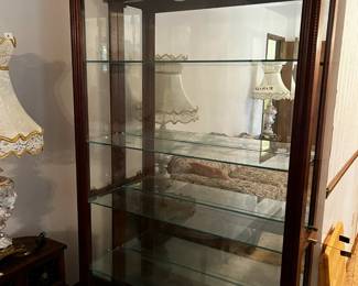 #8	Pulaski Furniture Display Cabinet w/ 4 glass shelves, lighted w/ 4 Glass sides entry doors 46x14x78 (you move)	 $275.00 
