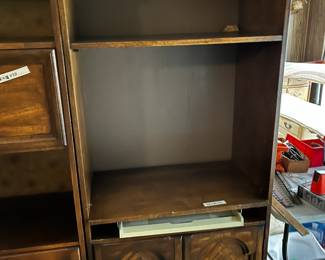 #60	Laminate book shelf with 2 doors and one shelf and pull out keyboard tray 32x18x77	 $40.00 
