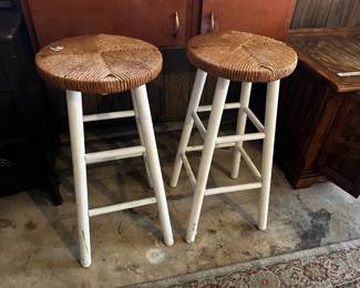 #40	Pair of stools white painter with rushing top bar stools 30" high	 $40.00 
