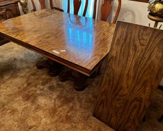 #9	Double pedestal Dining table with laminate top and one leaf 62-80x42x29	 $60.00 
