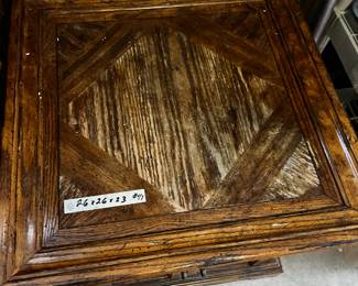 #41	Wood look end table (as-is finish) 2 doors 26x26x23	 $20.00 

