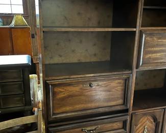 #58	Laminate book shelf with one drop down front 3 drawers and one shelf 32x18x77	 $40.00 
