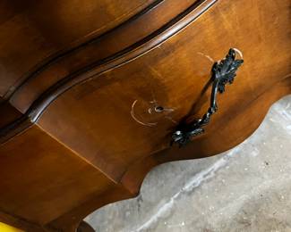 #36	Wood 4 drawer curved front Chest of drawers 4 drawers (as-is finish) 44x19x35	 $125.00 
