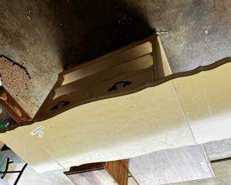 #47	Wood cream painted drop side end table with 2 drawers and 2 shelves (as-is finish) 37-57x20x26	 $75.00 
