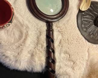 Extra Large wood carved magnifying glass