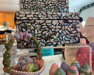 Jim Shore Easter basket, Decorative mosaic inlay storage boxes
