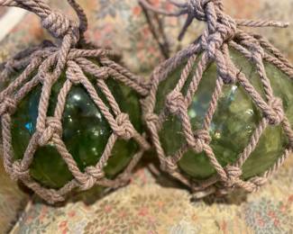 Vintage Green Blown Glass Fish floats