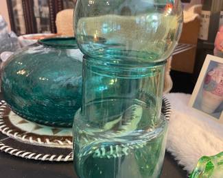 1970's Empoli Green glass decanter 