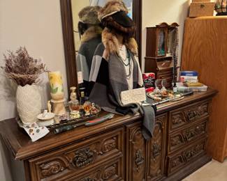 MCM wooden dresser and mirror