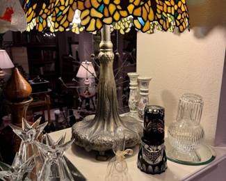 Even more spectacular in person is this beautiful Tiffany style lamp! Look at that base!! 