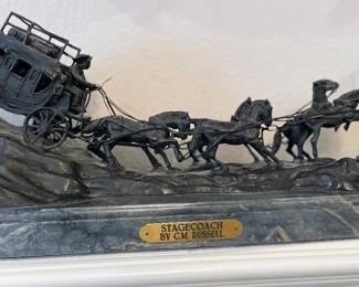 C.M. RUSSELL "STAGECOACH" BRONZE SCULPTURE