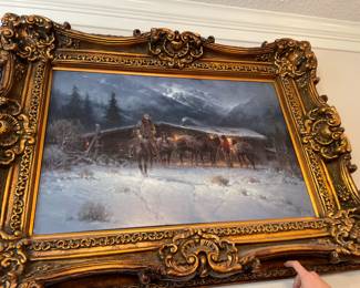 Framed G Harvey Limited Edition print on canvas. "Leaving the High Country" 