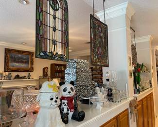 Vintage cookie jars. Shannon crystal cake stand with original box and stickers 