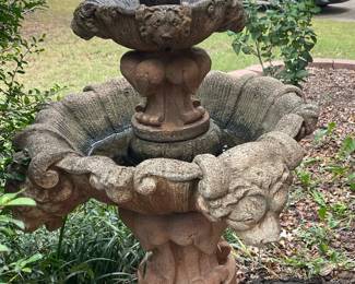 Concrete outdoor fountain Lions heads 