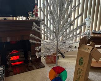 Vintage Aluminum Christmas Tree with color wheel