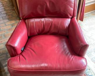 Hooker and Moore Swivel Recliner Coral Leather