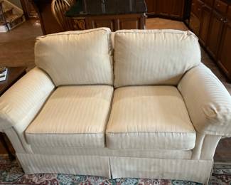 Sherril 64” Sofa Covered in Herringbone Oatmeal Fabric