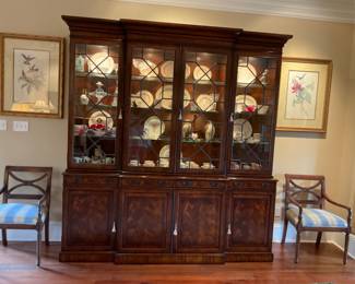 Theodore and Alexander 90” Breakfront Cabinet with Leaded Glass