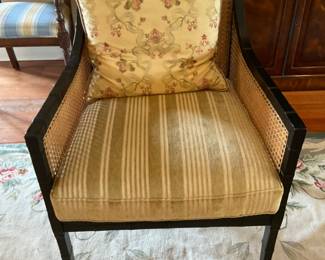 Sherrill Cane Back Chair with Gold Stripe Seat Cushion (we have two total)