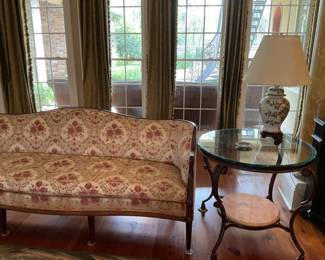 CTH 32” Round Glass Top Metal End table with marble base (we have two of these)